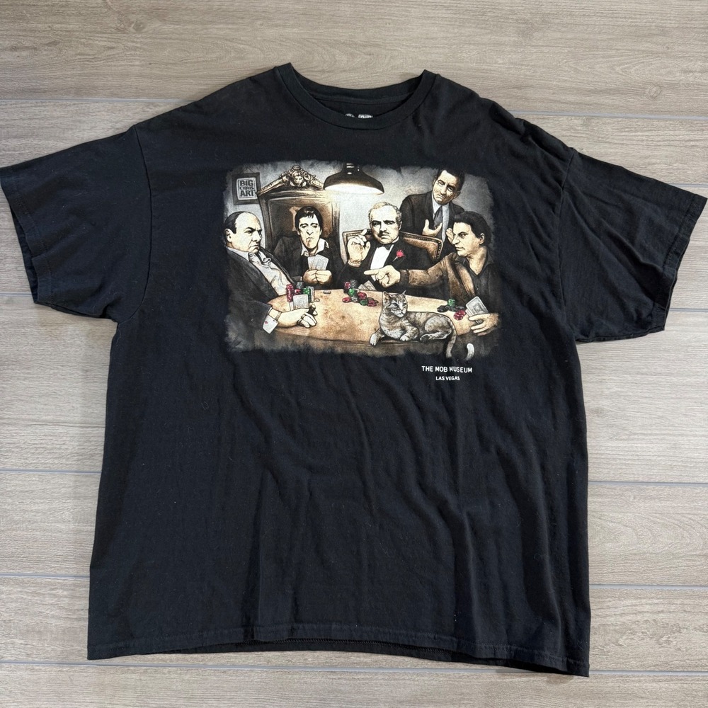 Get Down Art The Mob Museum T-Shirt 2XL Black Big Chris Art Poker Parody Tee